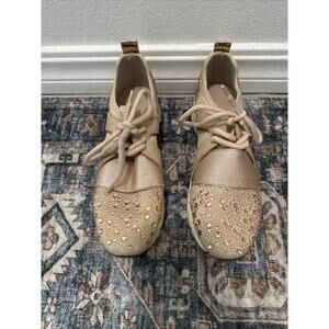 Carvela‎ rose Gold bling studded sneakers size 37 Or Size 6.5 Women’s Beige